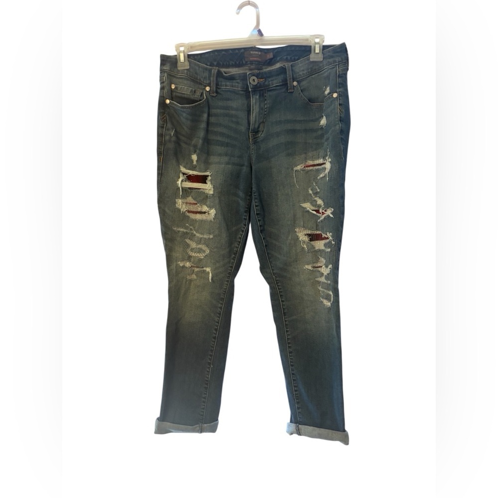 Torrid Blue Boyfriend Jeans with Distressed Detailing